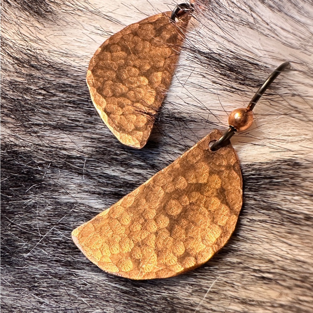 Dolly Paul Hammered Copper Dangle Earrings - Picture 2 of 4